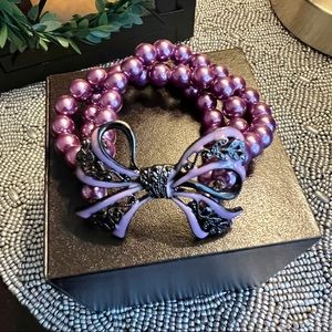 Pretty Purple Beaded Bow Bracelet